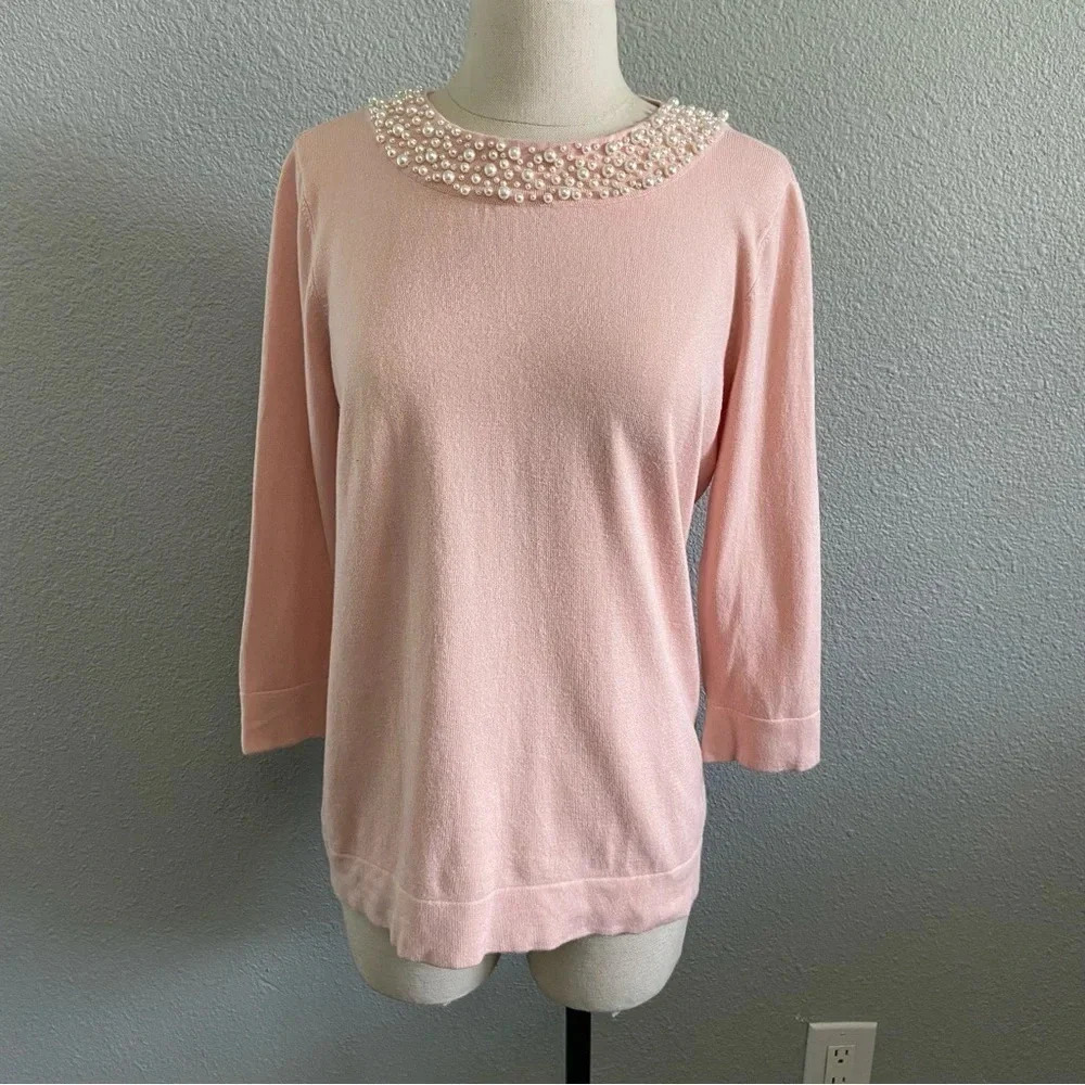 Karl Lagerfeld Paris Size Small Faux Pearl Embellished Neckline
